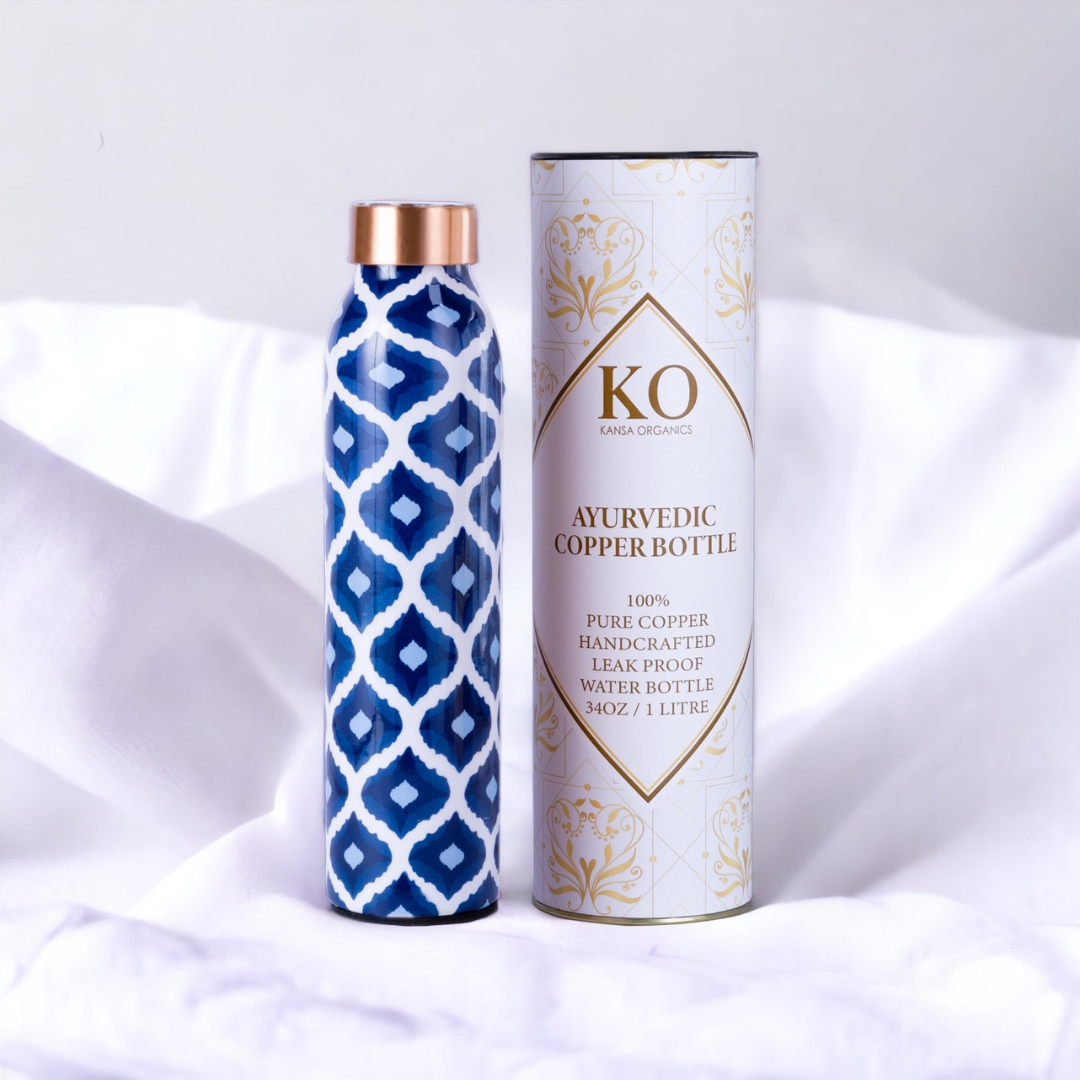 Stylish Copper Bottle - Blue Pattern